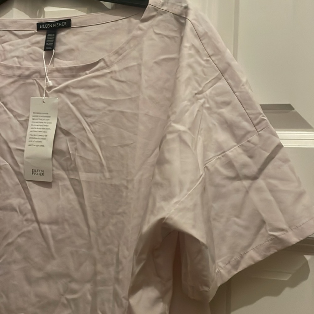 NWT Eileen Fischer Oversized Baby Pink Short Sleeve Top Sz M - Picture 4 of 4